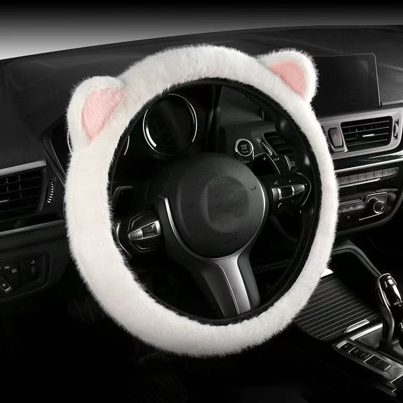 Plush car steering wheel cover