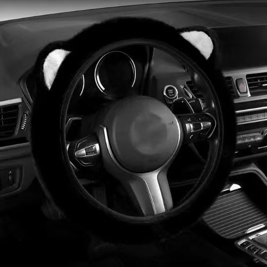 Plush car steering wheel cover