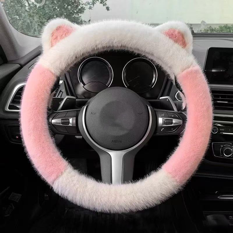 Plush car steering wheel cover