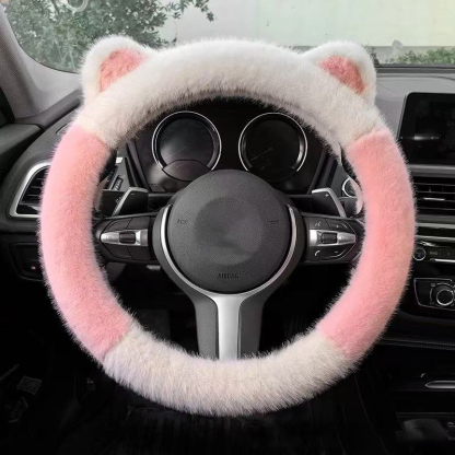 Plush car steering wheel cover