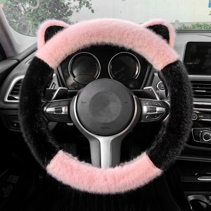 Plush car steering wheel cover