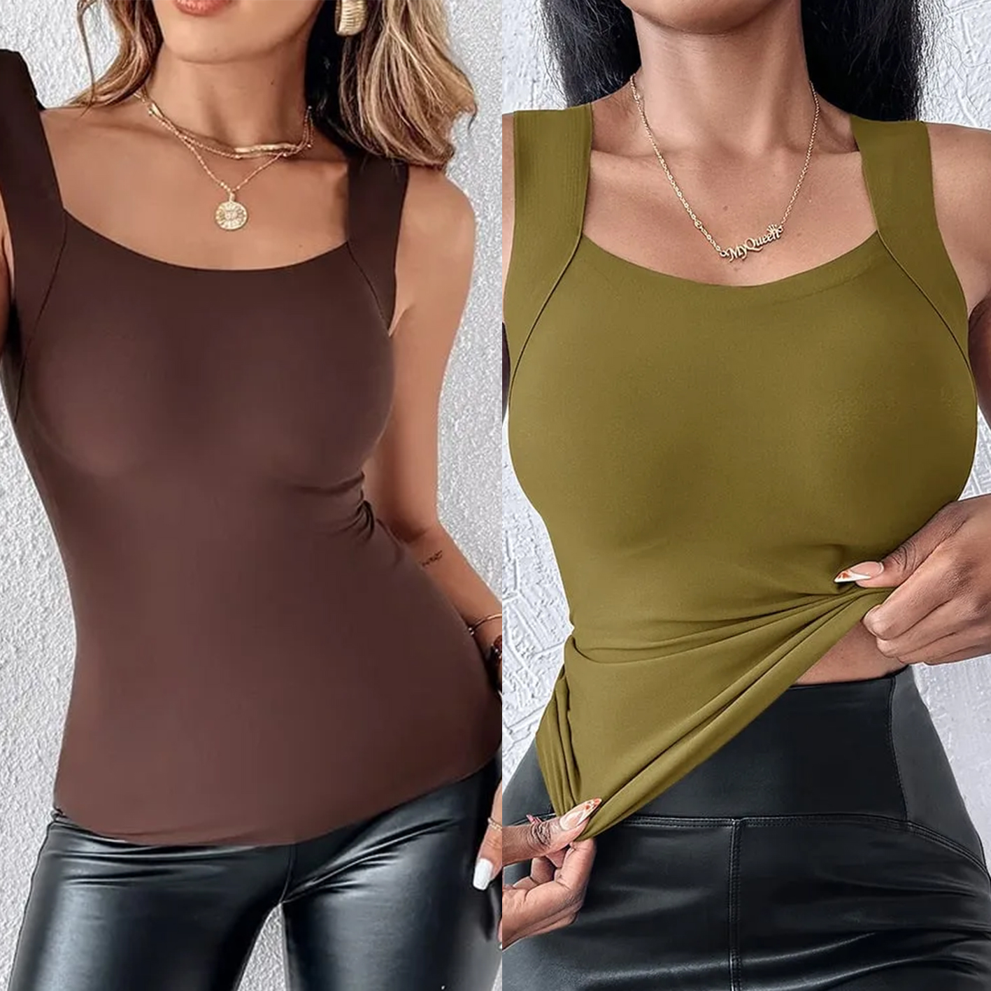 🔥Buy 1 get 1 free💐Women's U Neck Thermal Tank Tops with Built-In Bra