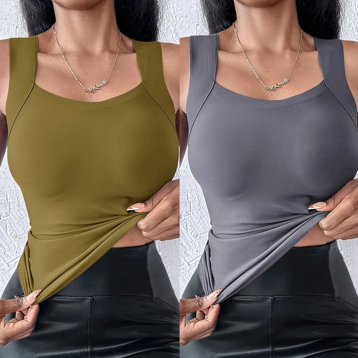 🔥Buy 1 get 1 free💐Women's U Neck Thermal Tank Tops with Built-In Bra