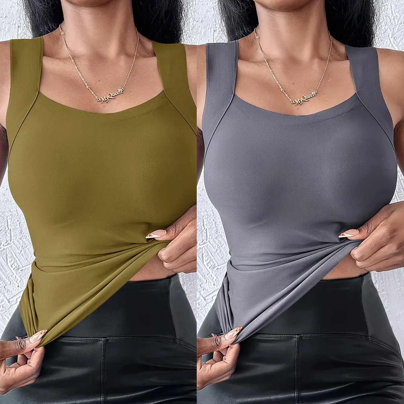 🔥Buy 1 get 1 free💐Women's U Neck Thermal Tank Tops with Built-In Bra