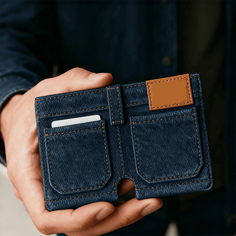 Denim shorts and wallet