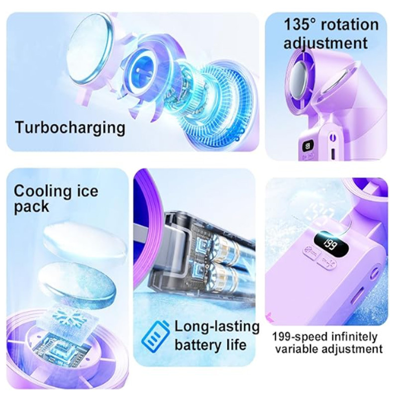 Portable cooling neck hanging fan