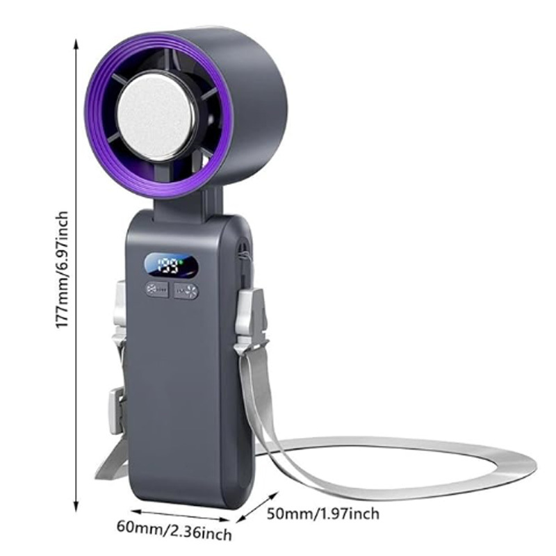 Portable cooling neck hanging fan