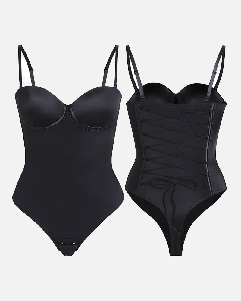 Back Lace-up Bodysuit Thong Seamless Shapewear