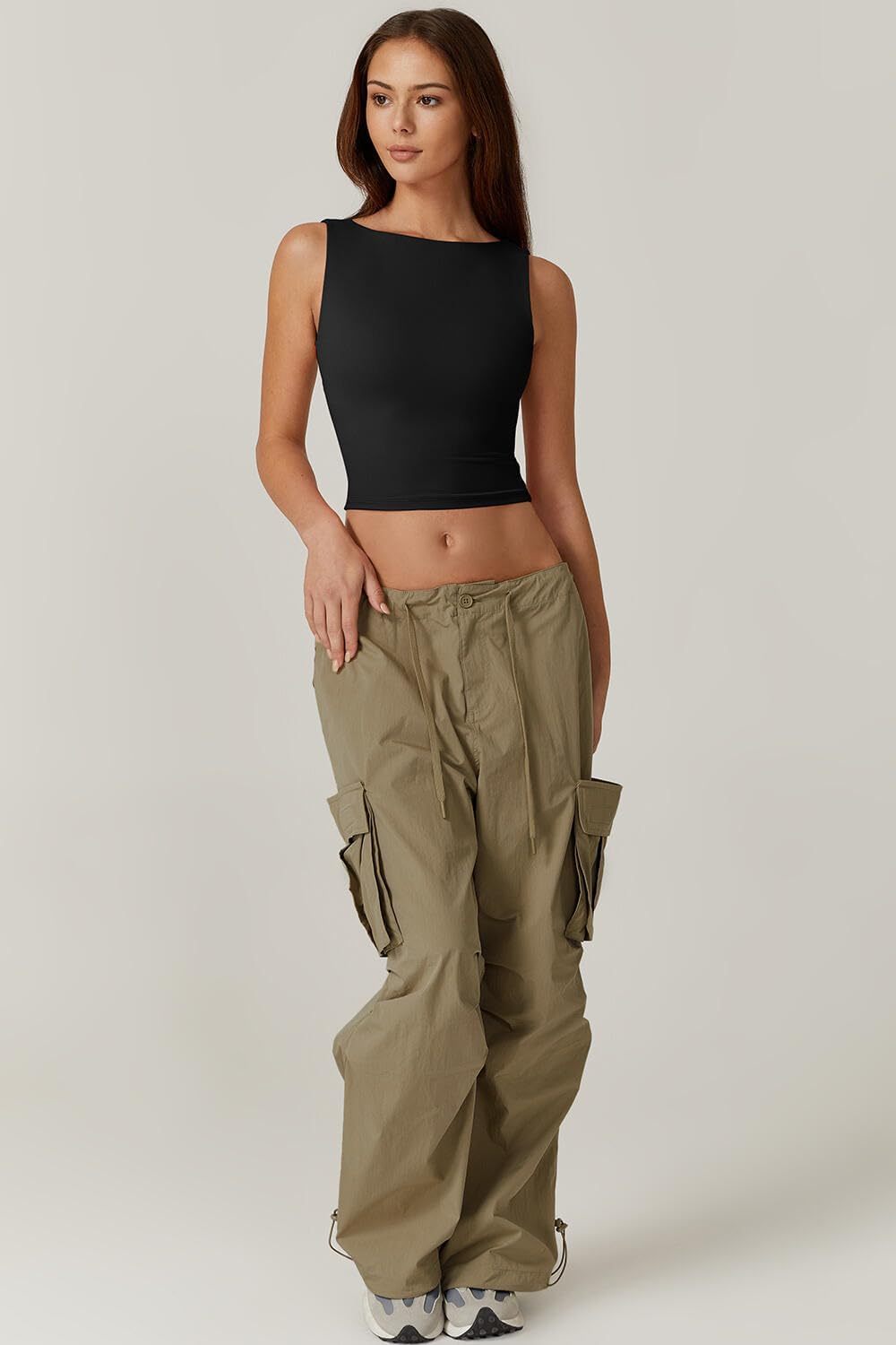 Sexy backless sleeveless cropped tank top, high-neck, slim-fitting short T-shirt