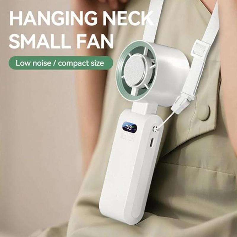 Portable cooling neck hanging fan
