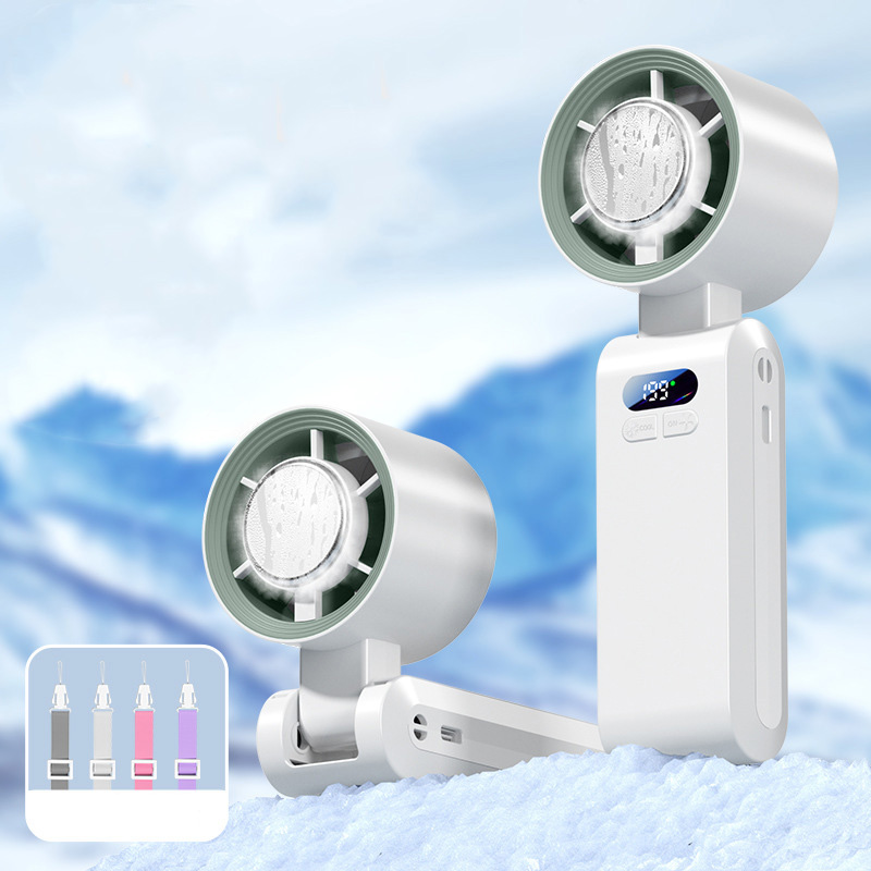 Portable cooling neck hanging fan