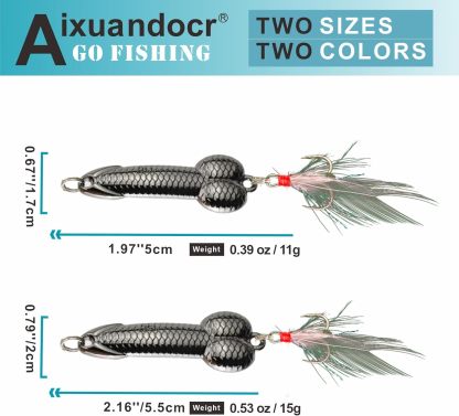 Bass Fishing Lure, Fishing Spoons, Topwater Fishing Lures with Trebles Hooks, Trout Fishing Lures, Fishing Tackle for Freshwater and Saltwater, Fishing Gifts for Men
