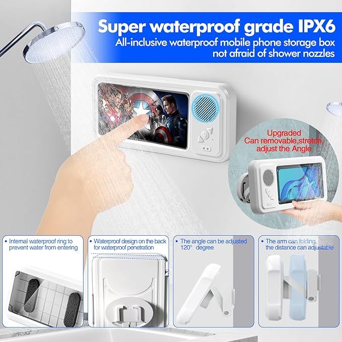 Waterproof Bathroom Phone Case Bluetooth Speaker