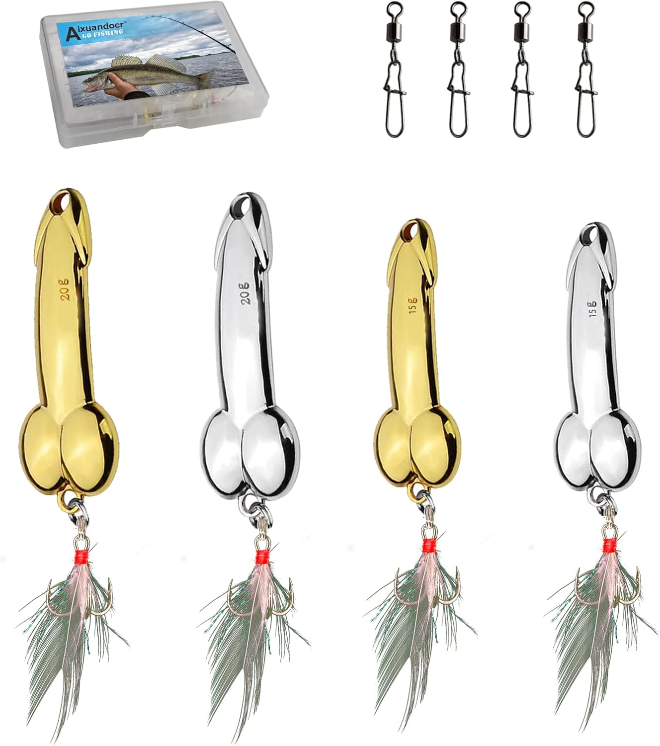 Bass Fishing Lure, Fishing Spoons, Topwater Fishing Lures with Trebles Hooks, Trout Fishing Lures, Fishing Tackle for Freshwater and Saltwater, Fishing Gifts for Men