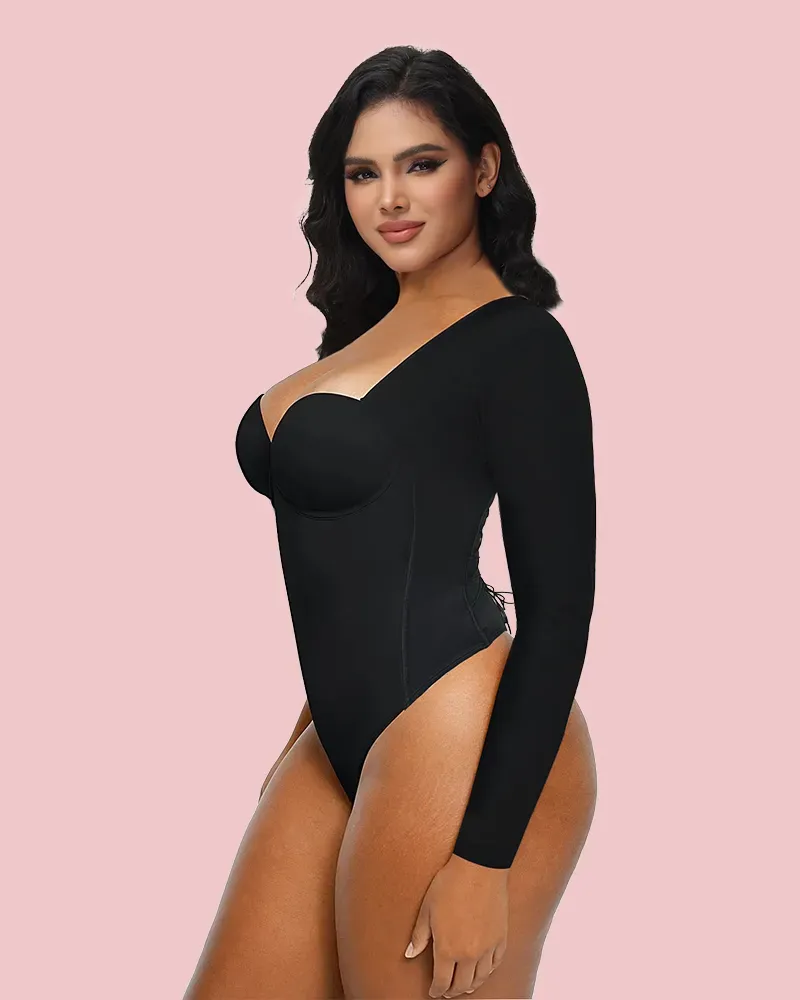 Back Lace-up Bodysuit Thong Seamless Shapewear