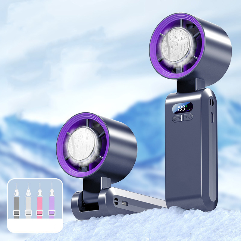 Portable cooling neck hanging fan