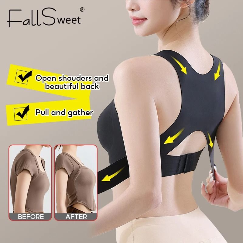 Wireless Posture Correction Bra For Women Seamless Push Up Bralette With Cross Back Support 1
