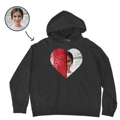 Custom Flip Sequin Hoodie (Heart)