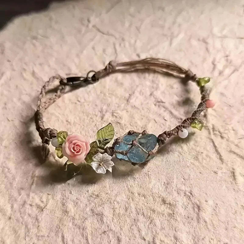 Handmade Bohemian Floral Bracelet-🌿Natural Beauty, Handmade Art🎨