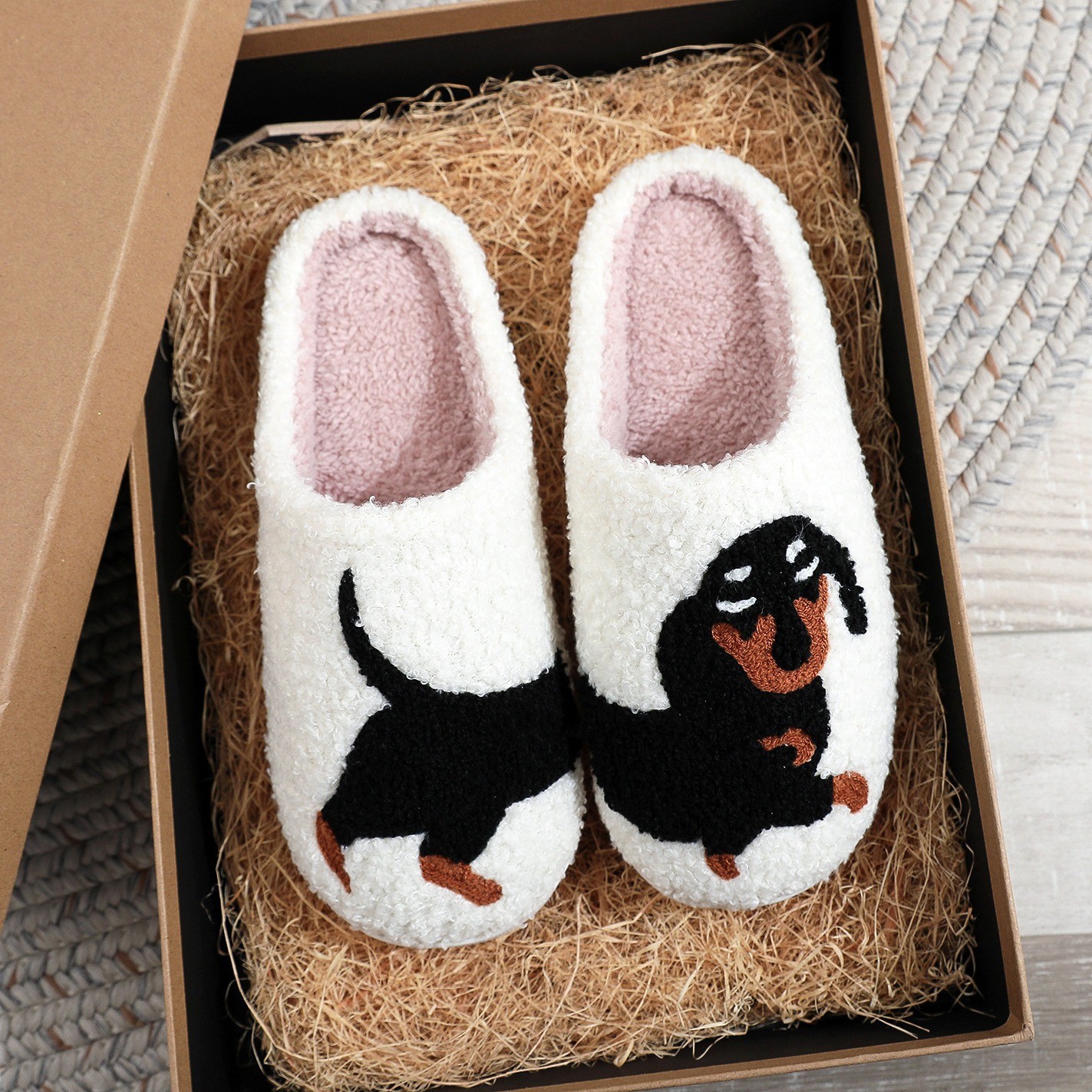 Custom-made fleece-lined warm cotton slippers