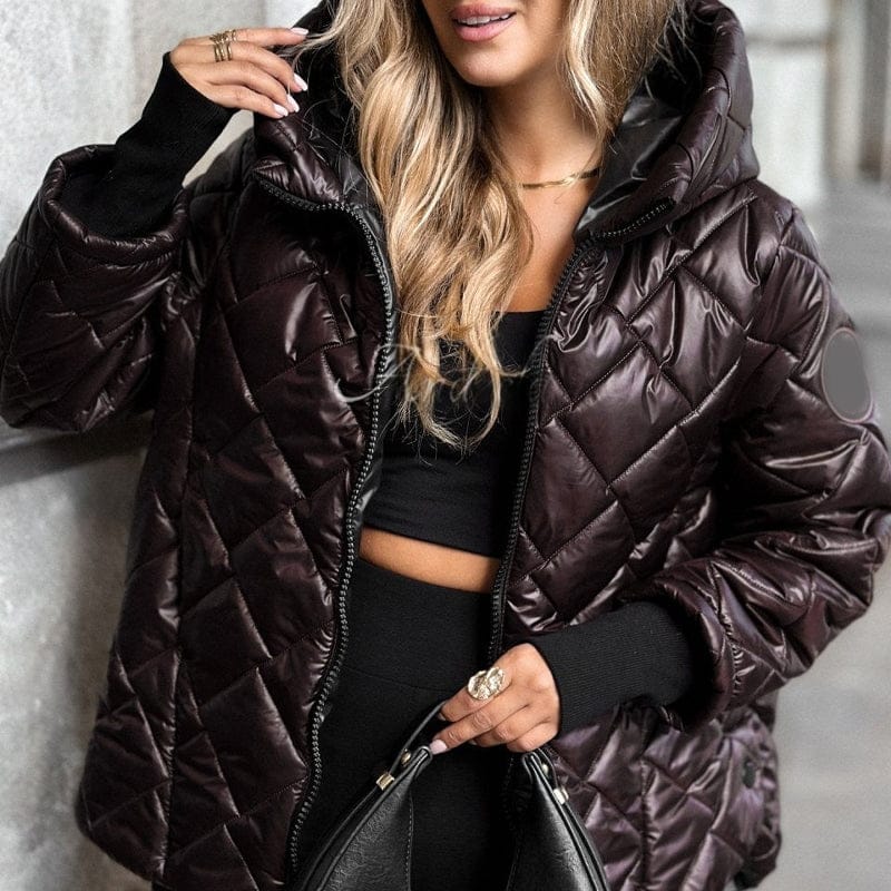🎅🎁 Christmas Offer – 50% OFF ⏳ Women’s Puffer Jacket with Diamond Quilted Pattern