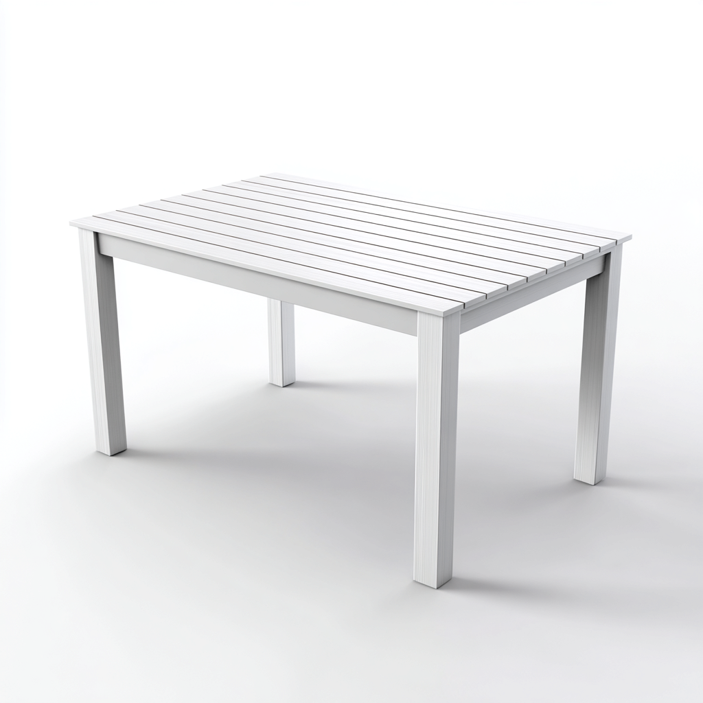 Tavolo da giardino in legno 140x80x75 cm - colore bianco - per esterni e giardino - design moderno-Decoroli