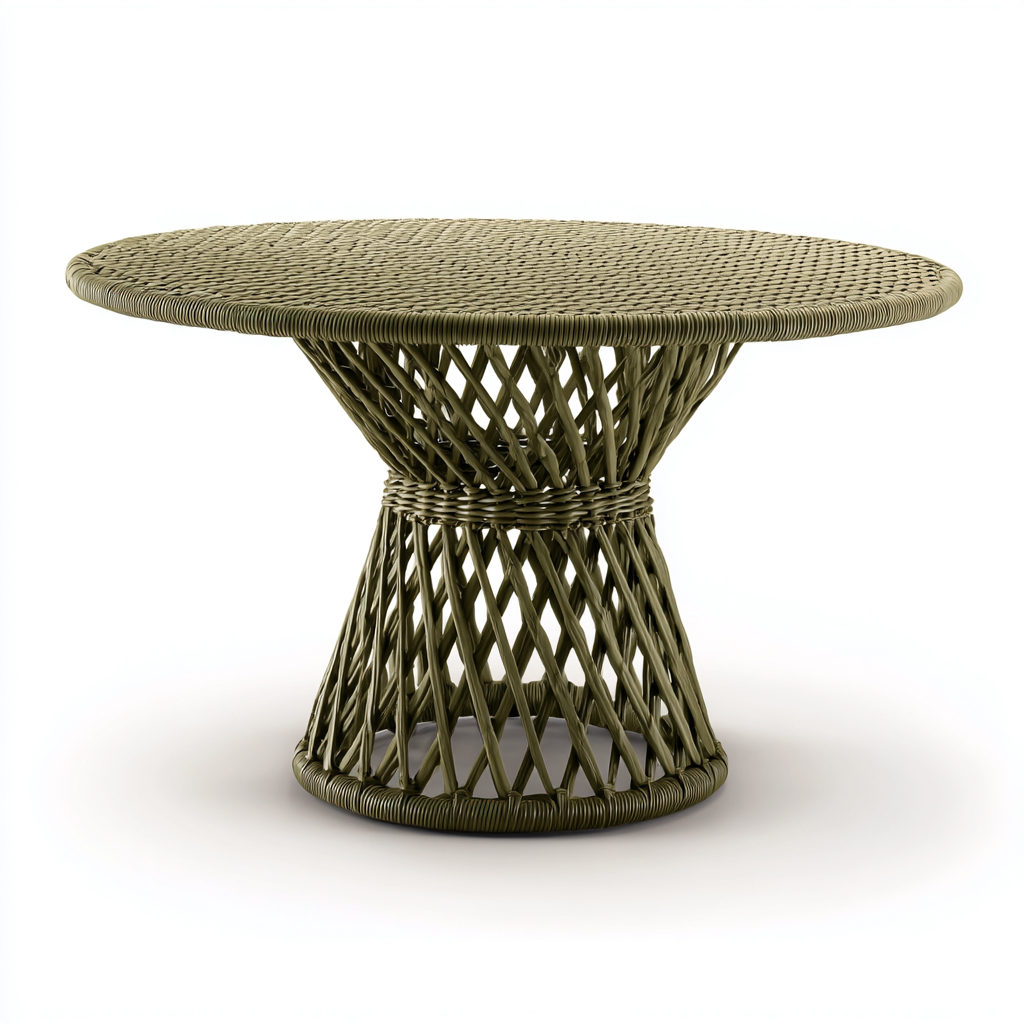 Tavolo da giardino in rattan 105x105x74 cm - colore verde oliva - per esterni e terrazze - stile naturale moderno-Decoroli