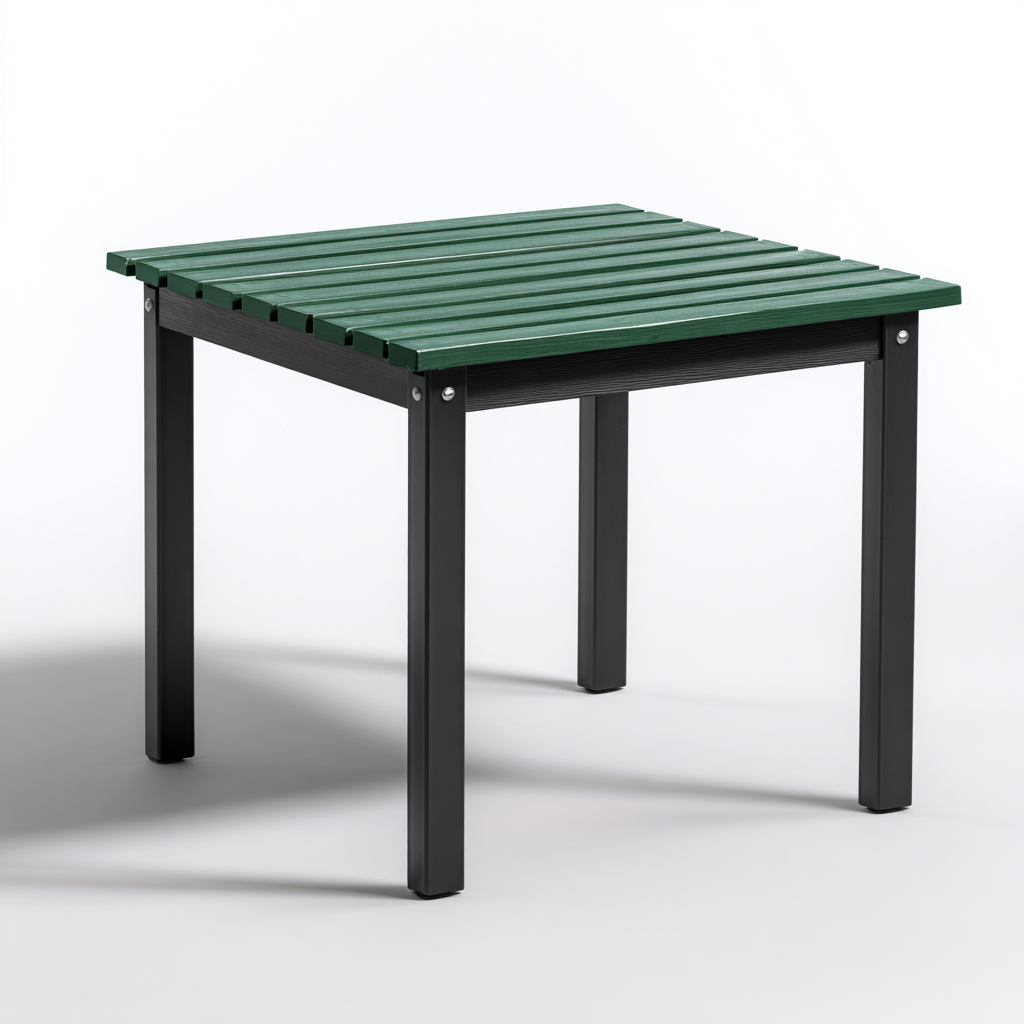 Tavolo da giardino in plastica e metallo 80x80x73 cm - colore verde scuro - per esterni e giardino - design moderno-Decoroli