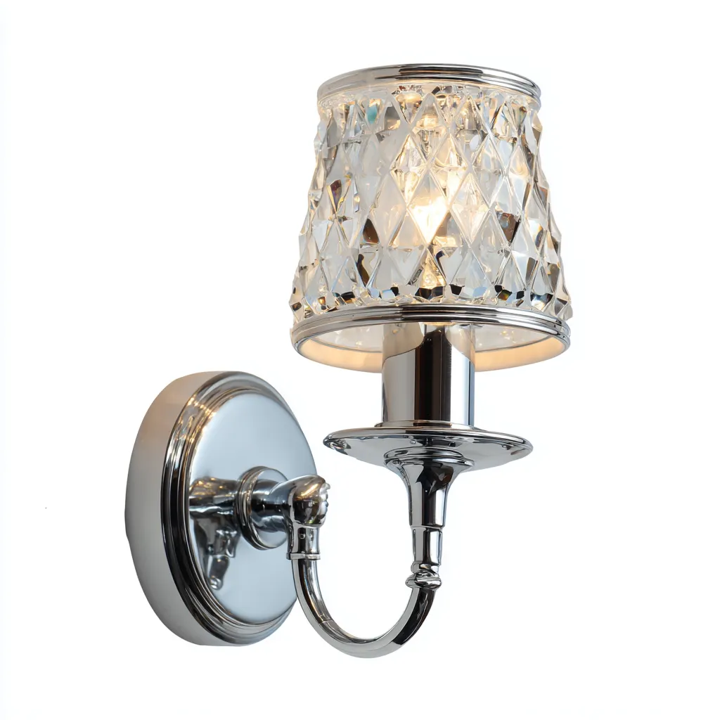 Applique da parete trasparente con paralume in cristallo 18x14x26 cm - per corridoio e camera da letto - stile classico moderno-Decoroli