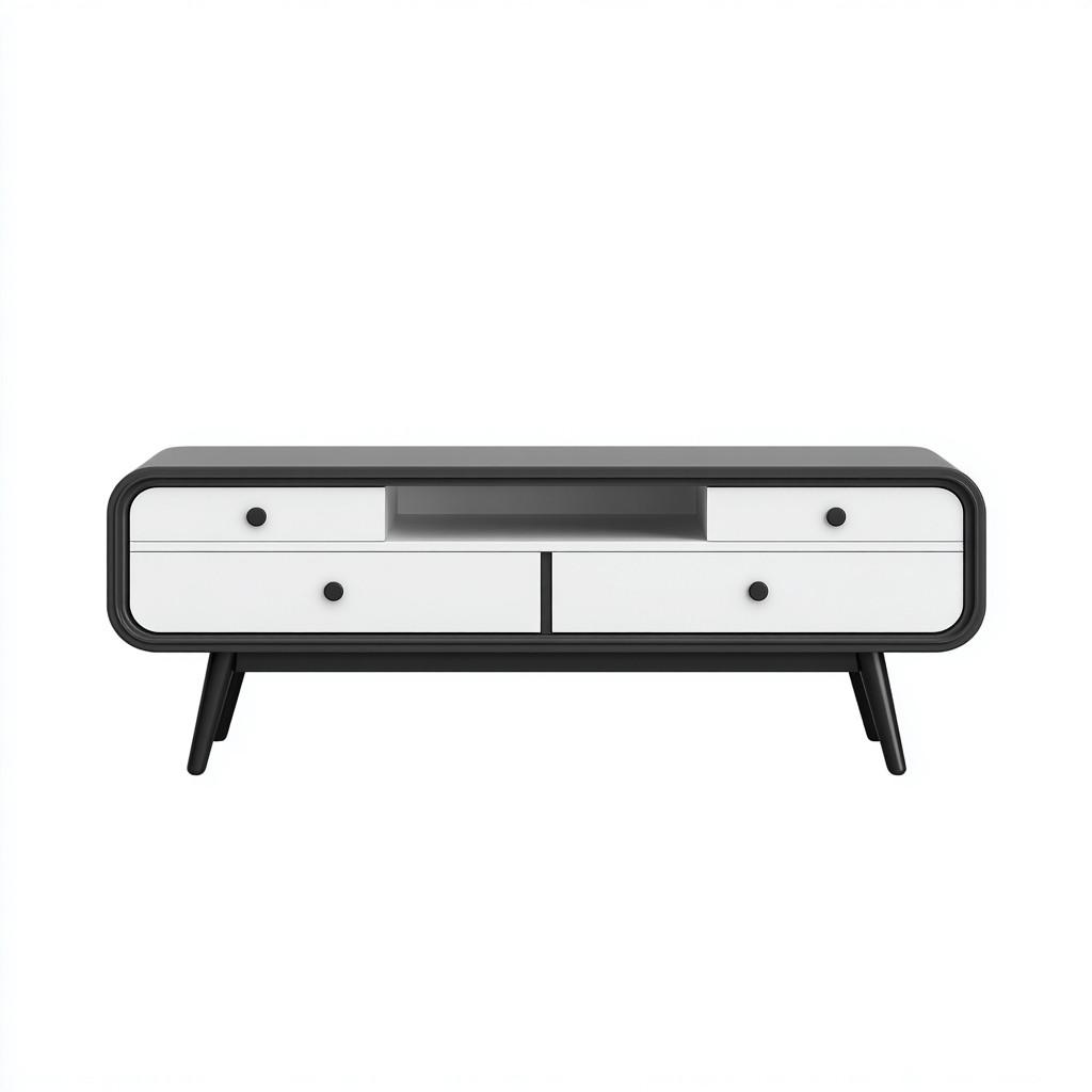Mobile TV in legno e metallo 160x40x55 cm - nero - bianco - design moderno per soggiorno-Decoroli