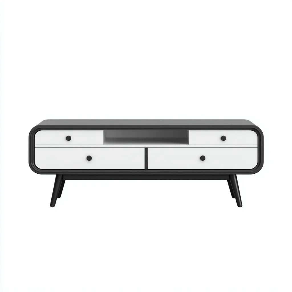 Mobile TV in legno e metallo 160x40x55 cm - nero - bianco - design moderno per soggiorno-Decoroli