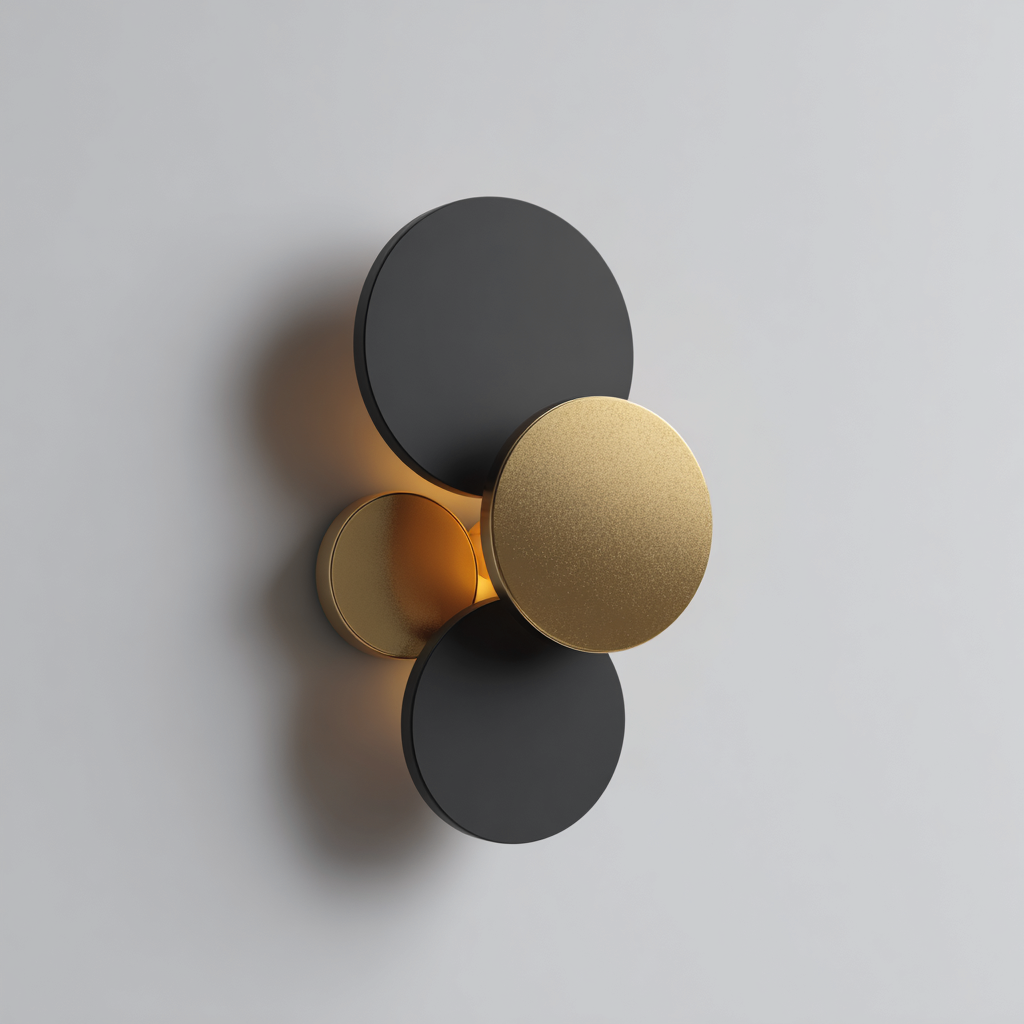 Applique da parete in metallo nero e oro 22x10x26 cm - per soggiorno e corridoio - design moderno geometrico-Decoroli