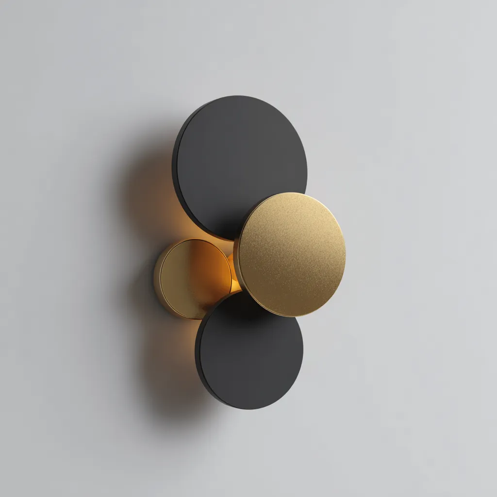 Applique da parete in metallo nero e oro 22x10x26 cm - per soggiorno e corridoio - design moderno geometrico-Decoroli