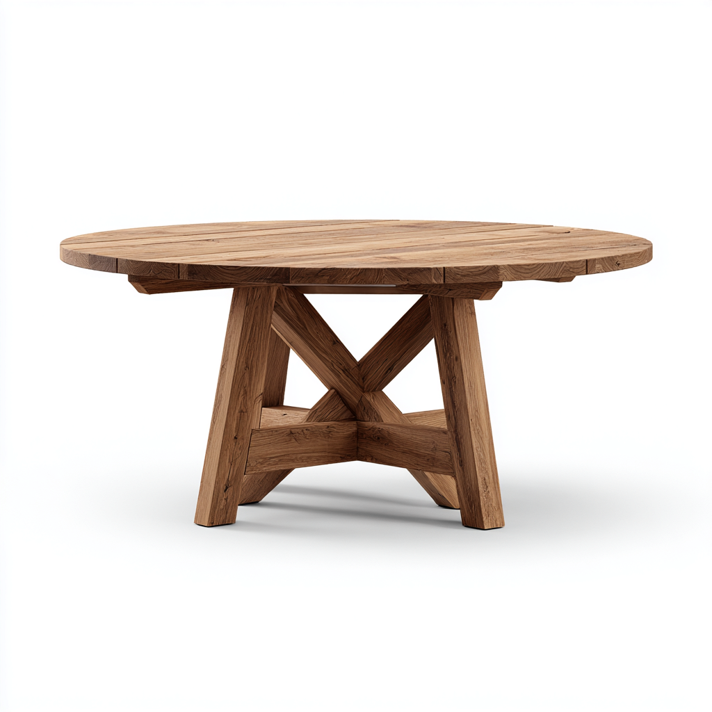 Tavolo da giardino rotondo in legno di teak massello 130x130x75 cm - colore naturale - per esterni e terrazze - stile moderno naturale-Decoroli