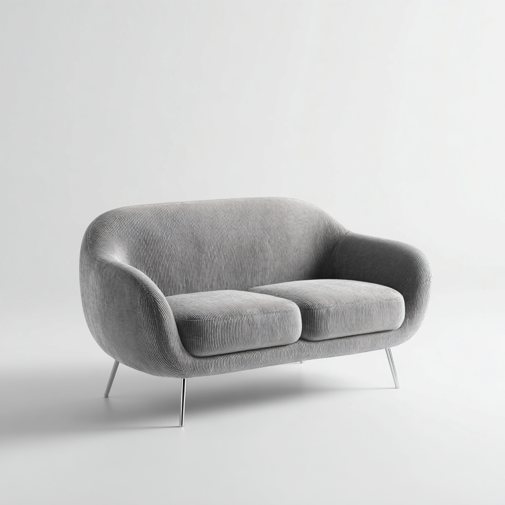 Divano due posti in tessuto 135x80x85 cm - colore grigio - per soggiorno - design moderno-Decoroli