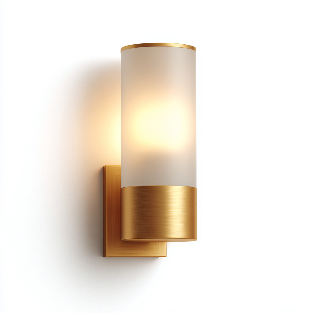 Applique da parete in ottone spazzolato e vetro satinato 25x12x14 cm - per ingresso e soggiorno - design moderno minimalista-Decoroli