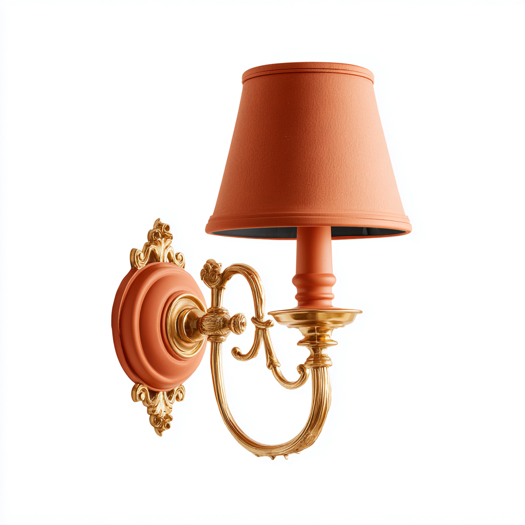 Applique da parete arancione e oro 23x18x33 cm - per camera da letto e soggiorno - stile classico elegante-Decoroli