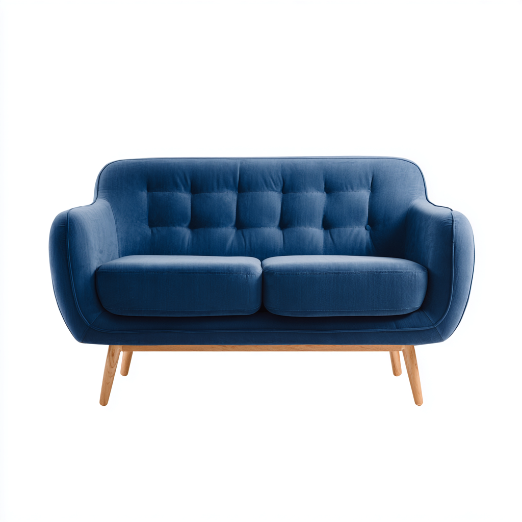 Divano due posti in tessuto 135x80x85 cm - colore blu - per soggiorno - design moderno-Decoroli