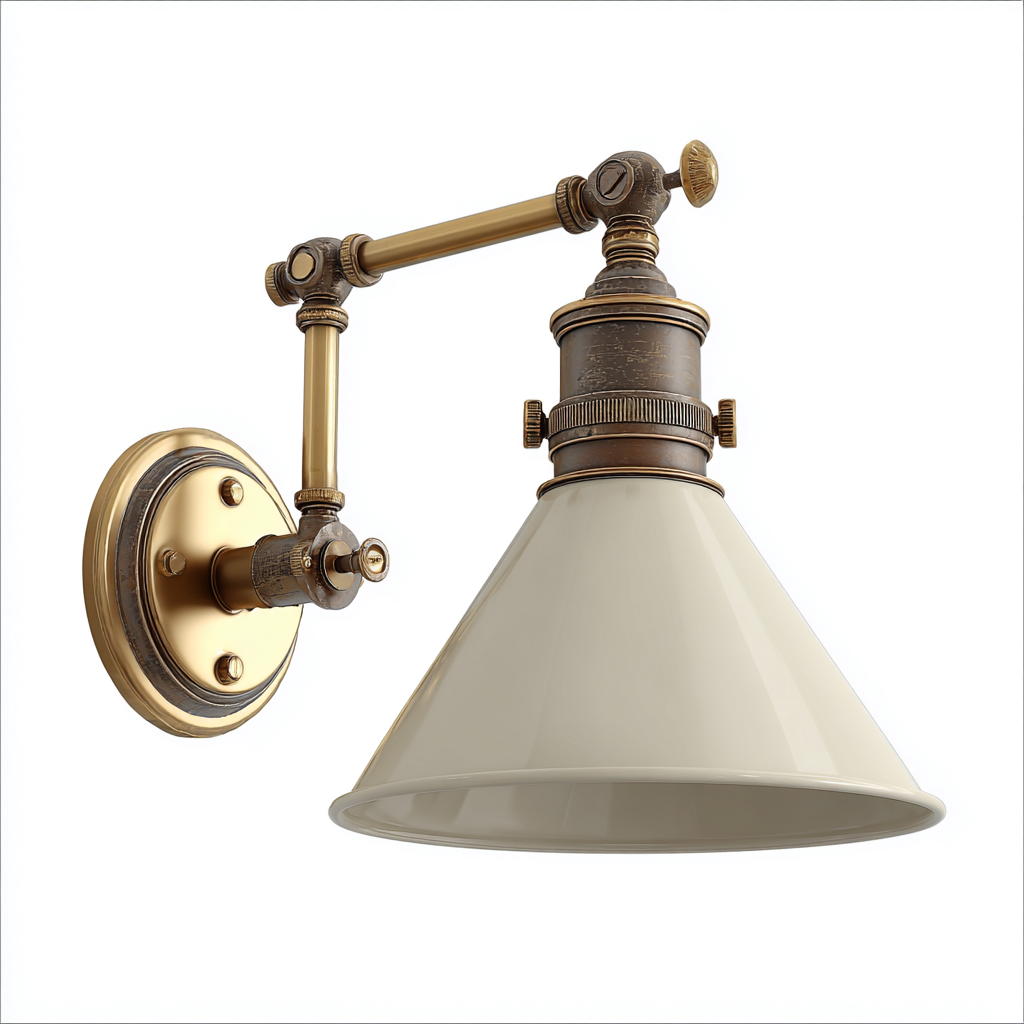 Applique da parete in metallo 20x25x32 cm - ottone - avorio - stile vintage per interni-Decoroli