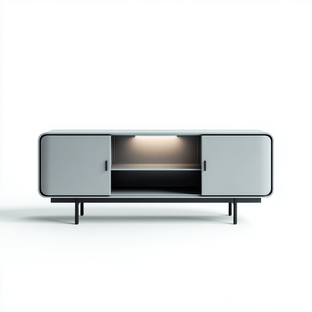 Mobile TV in legno MDF 155x40x52 cm - grigio chiaro - design moderno per soggiorno-Decoroli