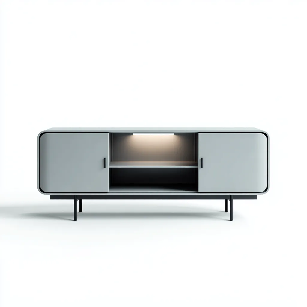 Mobile TV in legno MDF 155x40x52 cm - grigio chiaro - design moderno per soggiorno-Decoroli