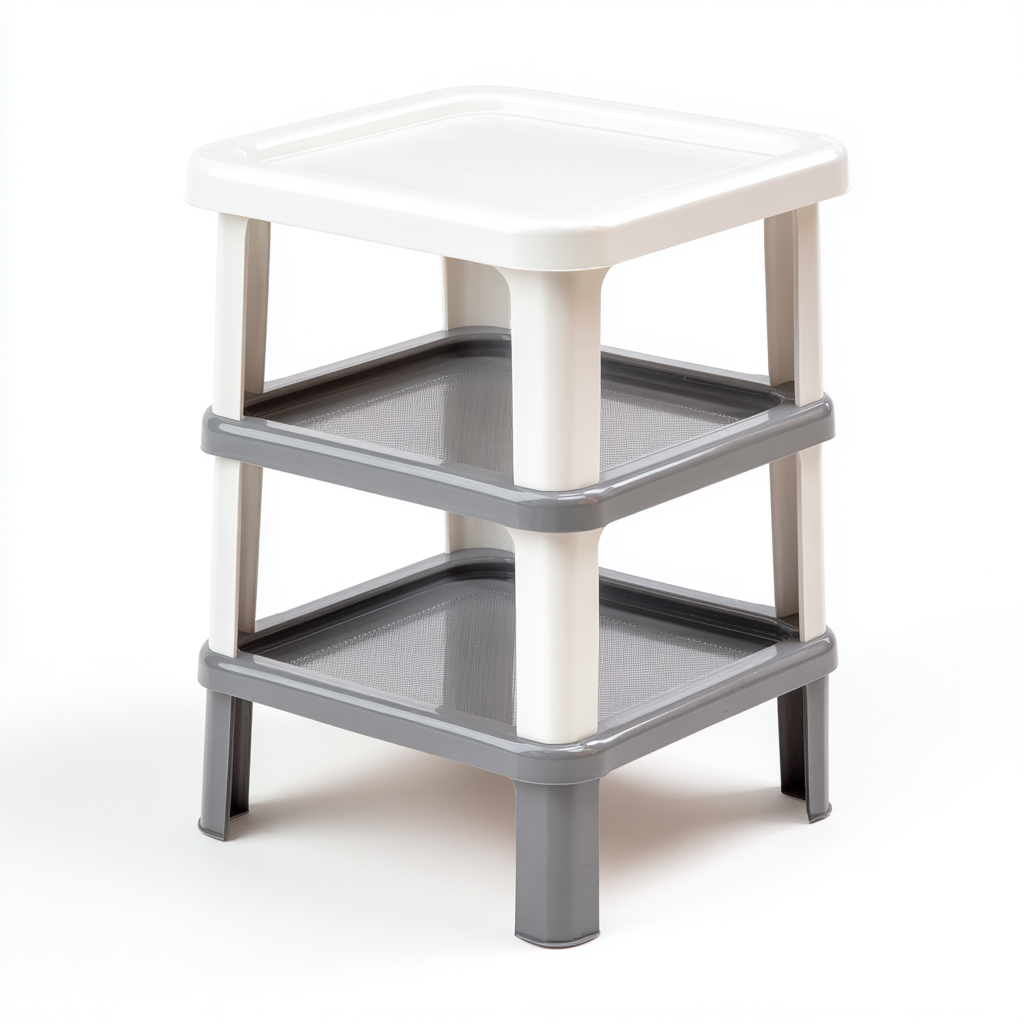 Scarpiera in plastica 45x35x60 cm - bianco - grigio - per ingresso - design moderno e impilabile-Decoroli