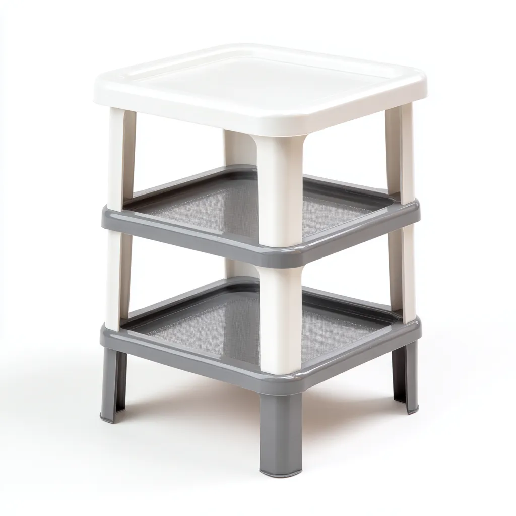 Scarpiera in plastica 45x35x60 cm - bianco - grigio - per ingresso - design moderno e impilabile-Decoroli