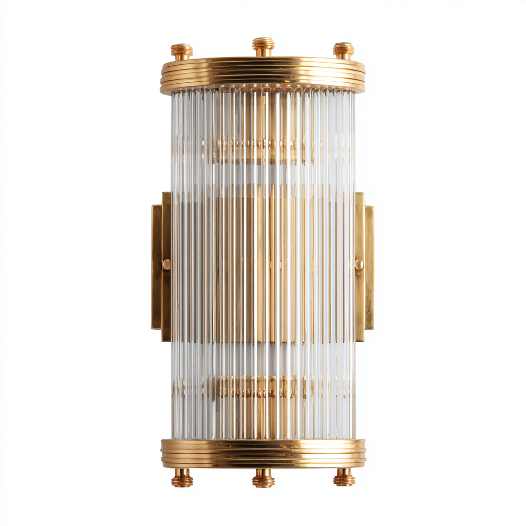 Applique da parete in metallo e vetro 25x15x45 cm - oro - stile art déco per interni-Decoroli