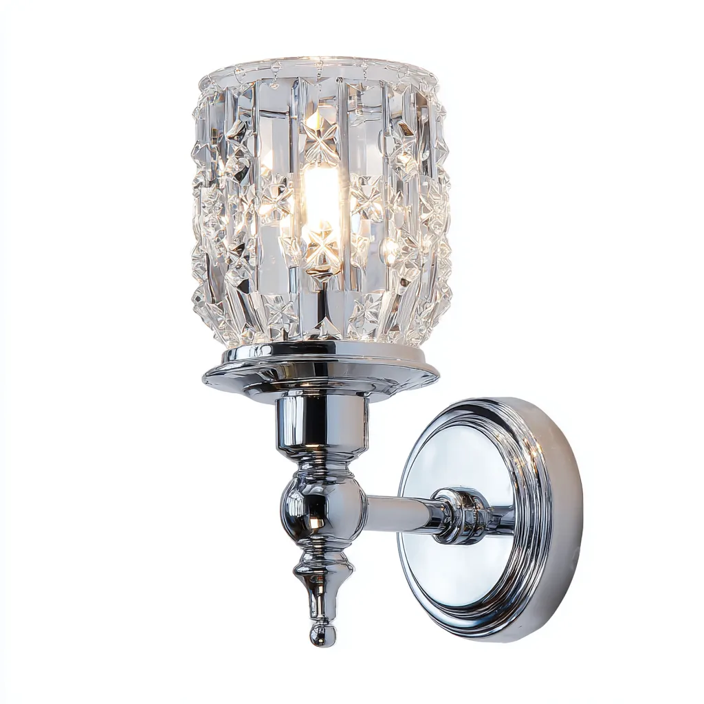 Applique da parete trasparente con paralume in cristallo inciso 18x14x28 cm - per soggiorno e corridoio - stile elegante moderno-Decoroli