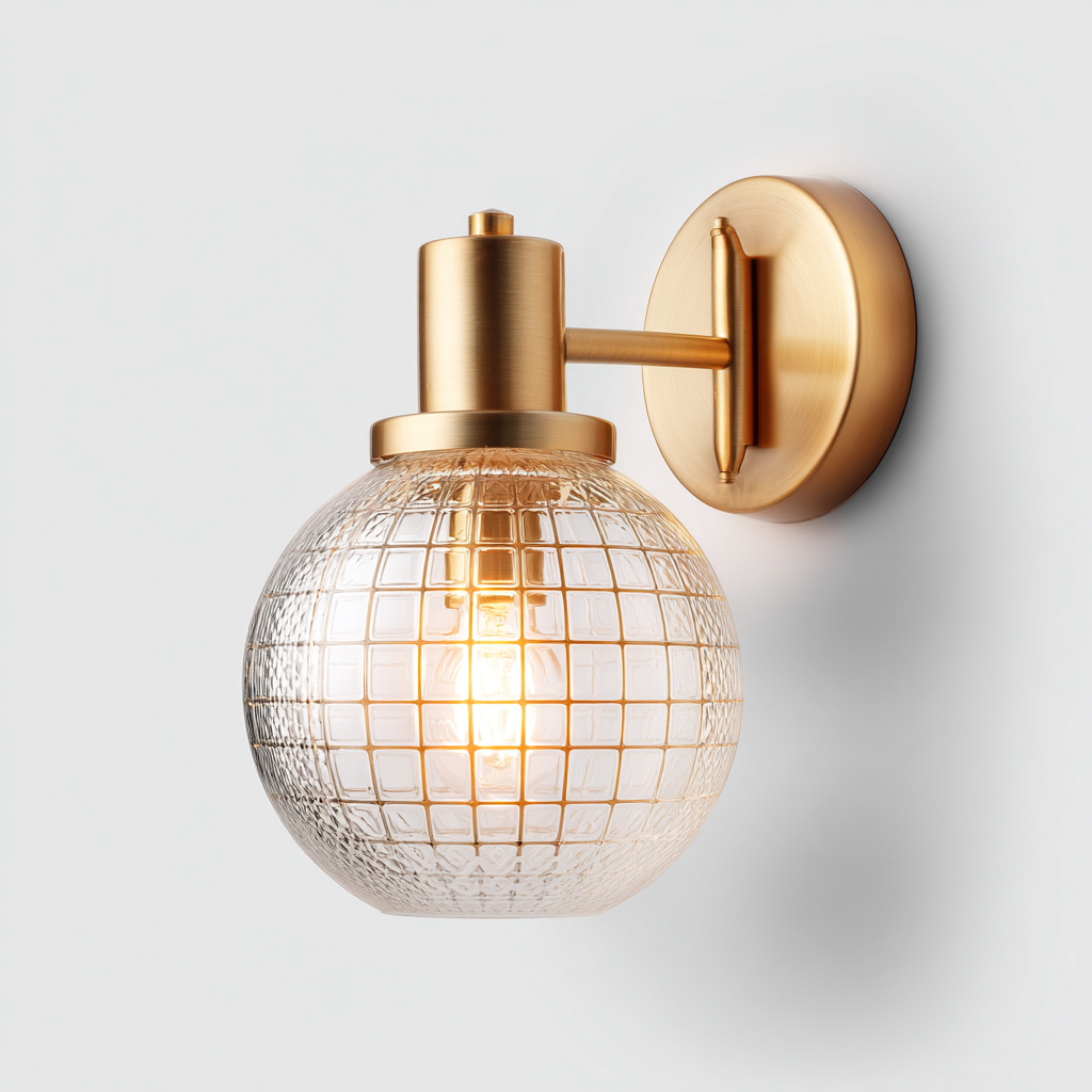 Applique da parete in metallo e vetro 16x18x25 cm - oro - stile moderno per interni-Decoroli