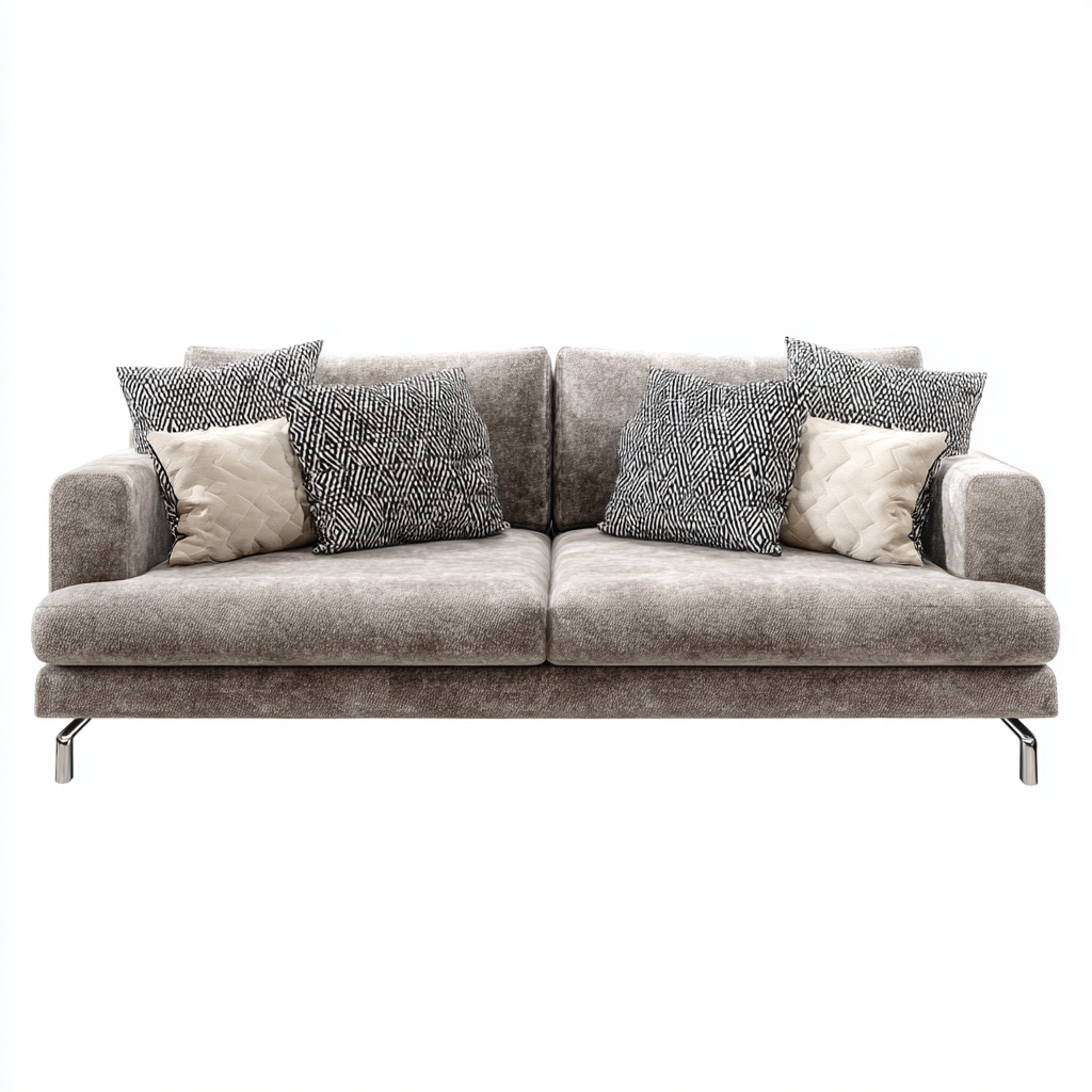 Divano tre posti in tessuto 190x85x85 cm - colore grigio - per soggiorno - design moderno-Decoroli