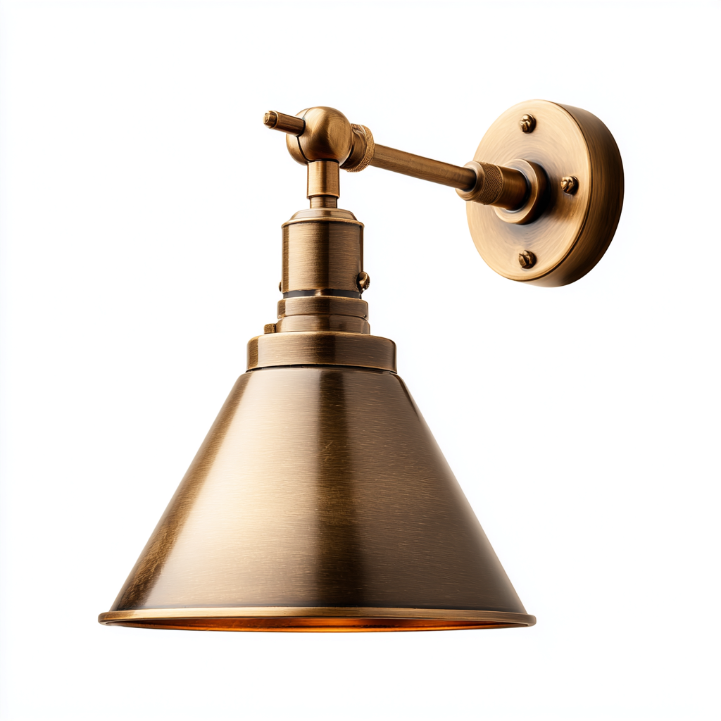 Applique da parete in ottone lucido 24x20x28 cm - per soggiorno e corridoio - stile retrò elegante-Decoroli