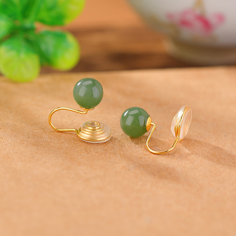S925 Silver Nephrite Earrings - Customizable
