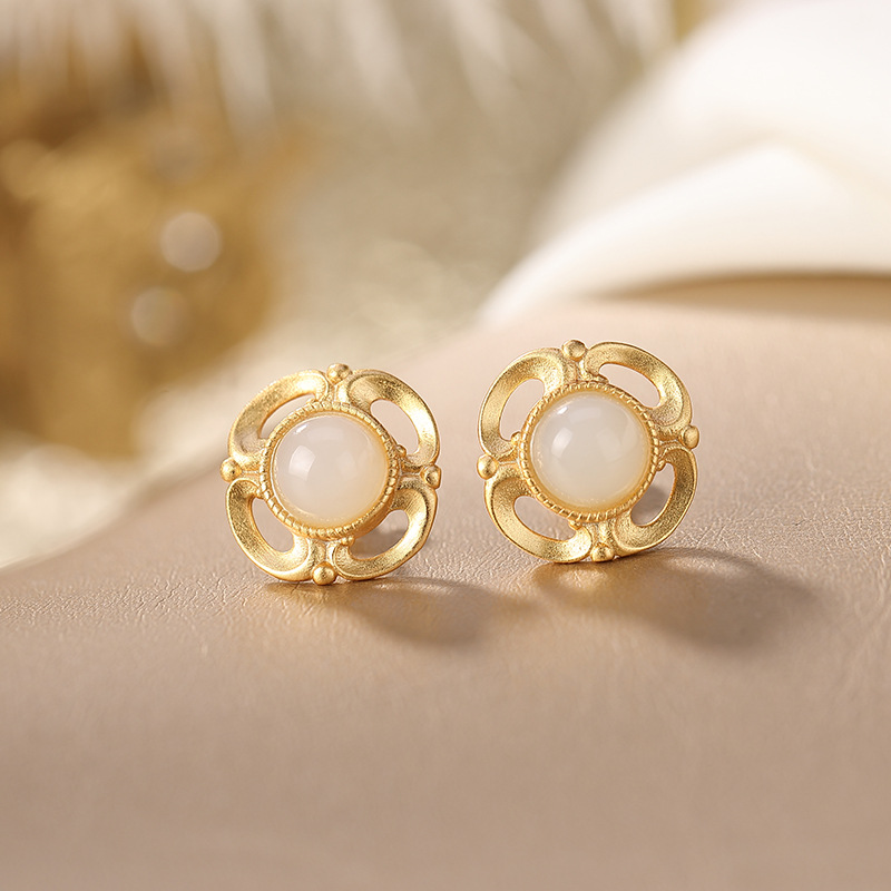 S925 Silver Nephrite Earrings - Customizable